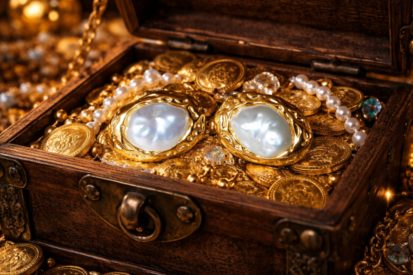 Golden Tide Baroque Pearl Earrings