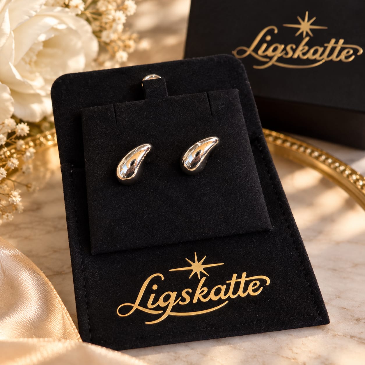 Luxe Teardrop Silver Stud Earrings